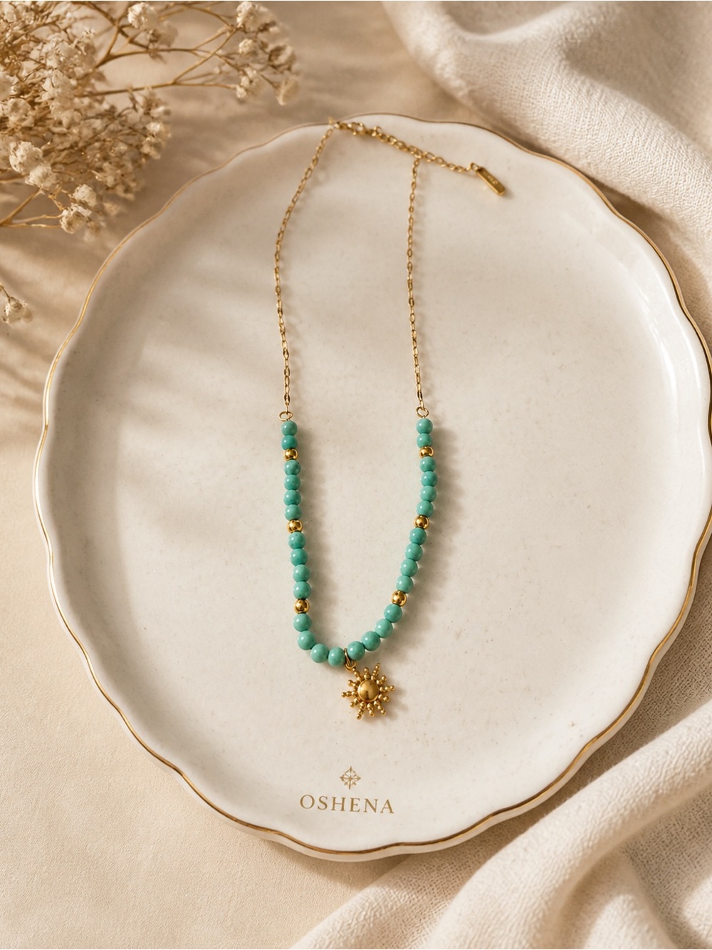 Oshena genuine turquoise with the Apollo charm